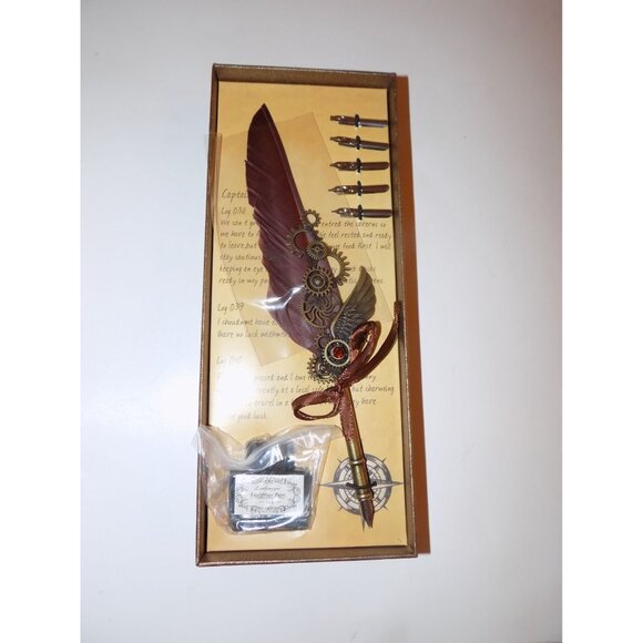 Retro Feather Pen Water-dipped quill pen set for writing calligraphy pen set - Picture 2 of 5